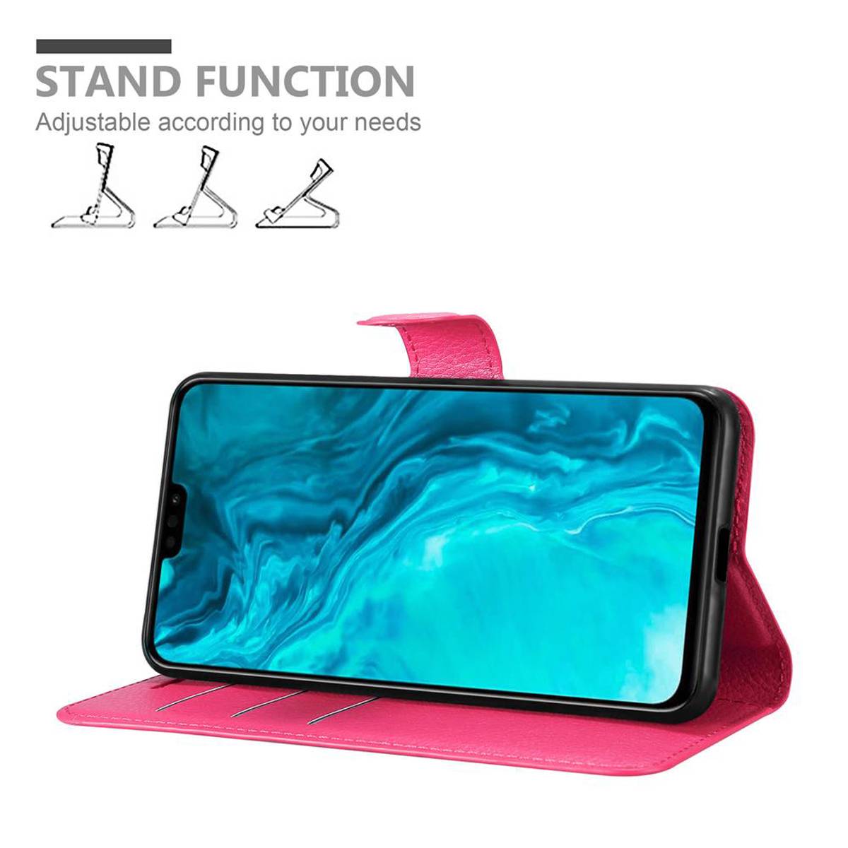 Cadorabo Hülle für Honor 9X LITE Schutz Hülle in Pink Handyhülle Etui Case Cover Magnetverschluss