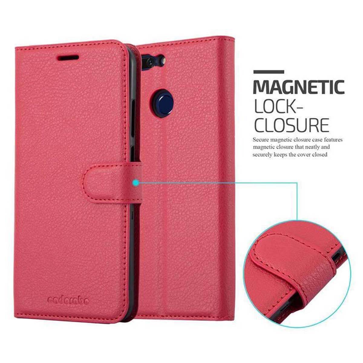 Cadorabo Hülle für Honor V9 Schutz Hülle in Rot Handyhülle Etui Case Cover Magnetverschluss