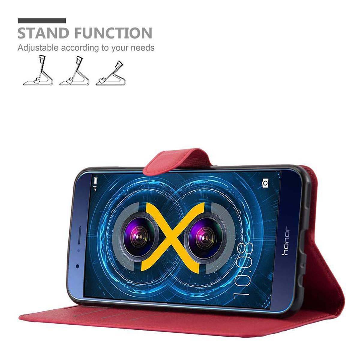 Cadorabo Hülle für Honor V9 Schutz Hülle in Rot Handyhülle Etui Case Cover Magnetverschluss