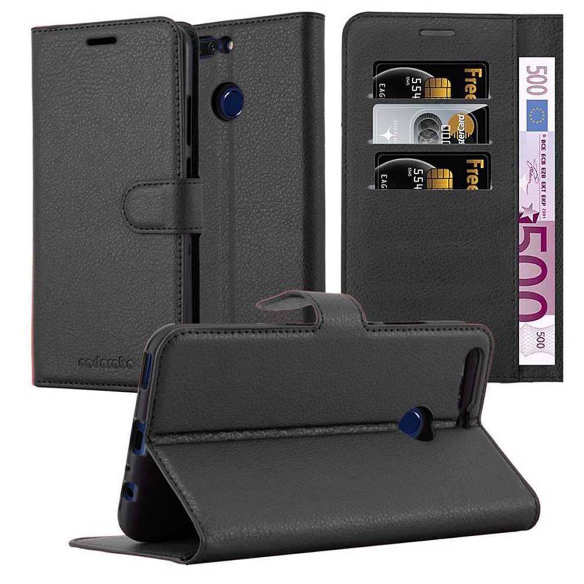 Cadorabo Hülle für Honor V9 Schutz Hülle in Schwarz Handyhülle Etui Case Cover Magnetverschluss
