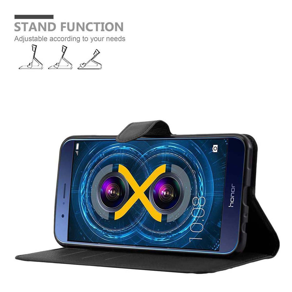 Cadorabo Hülle für Honor V9 Schutz Hülle in Schwarz Handyhülle Etui Case Cover Magnetverschluss