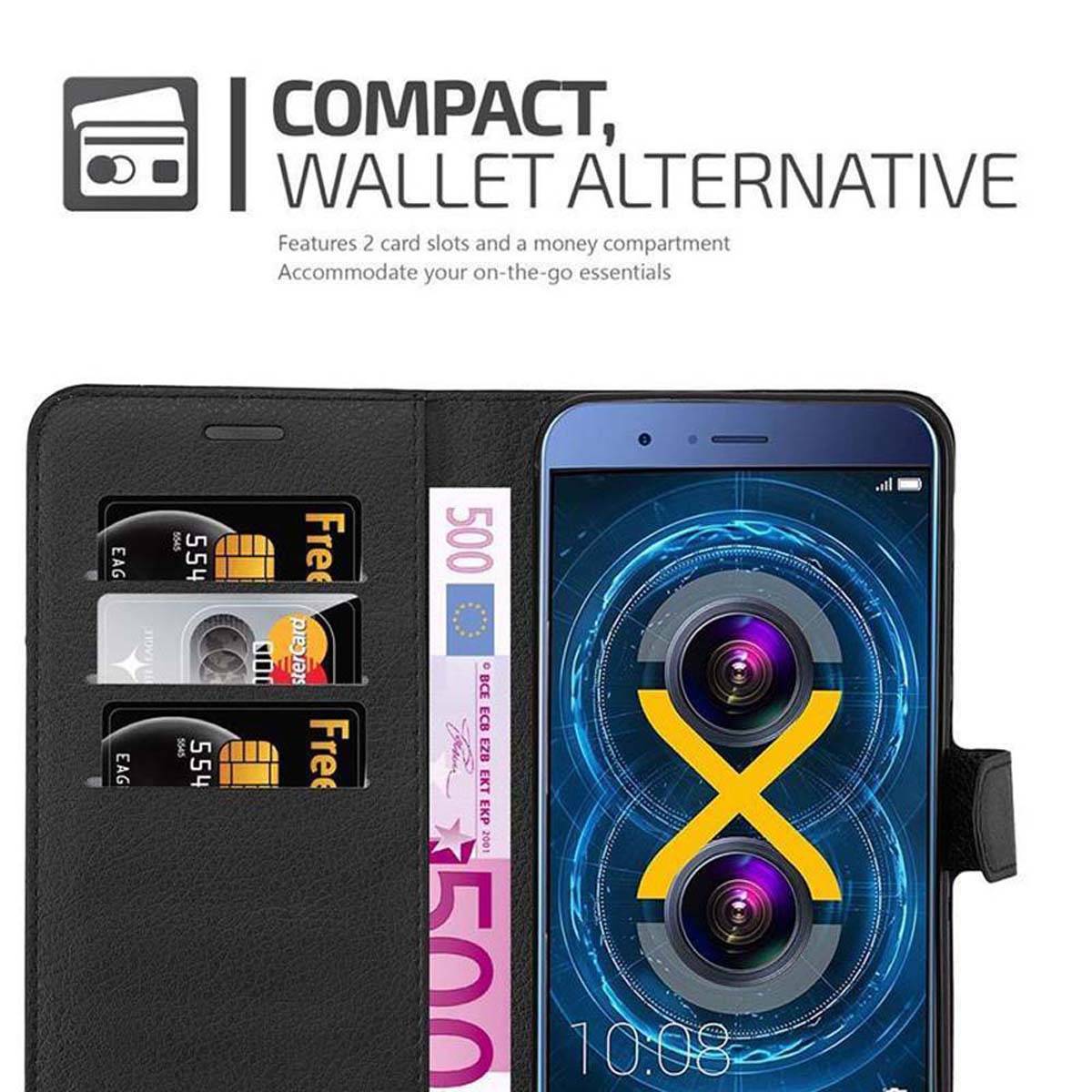 Cadorabo Hülle für Honor V9 Schutz Hülle in Schwarz Handyhülle Etui Case Cover Magnetverschluss