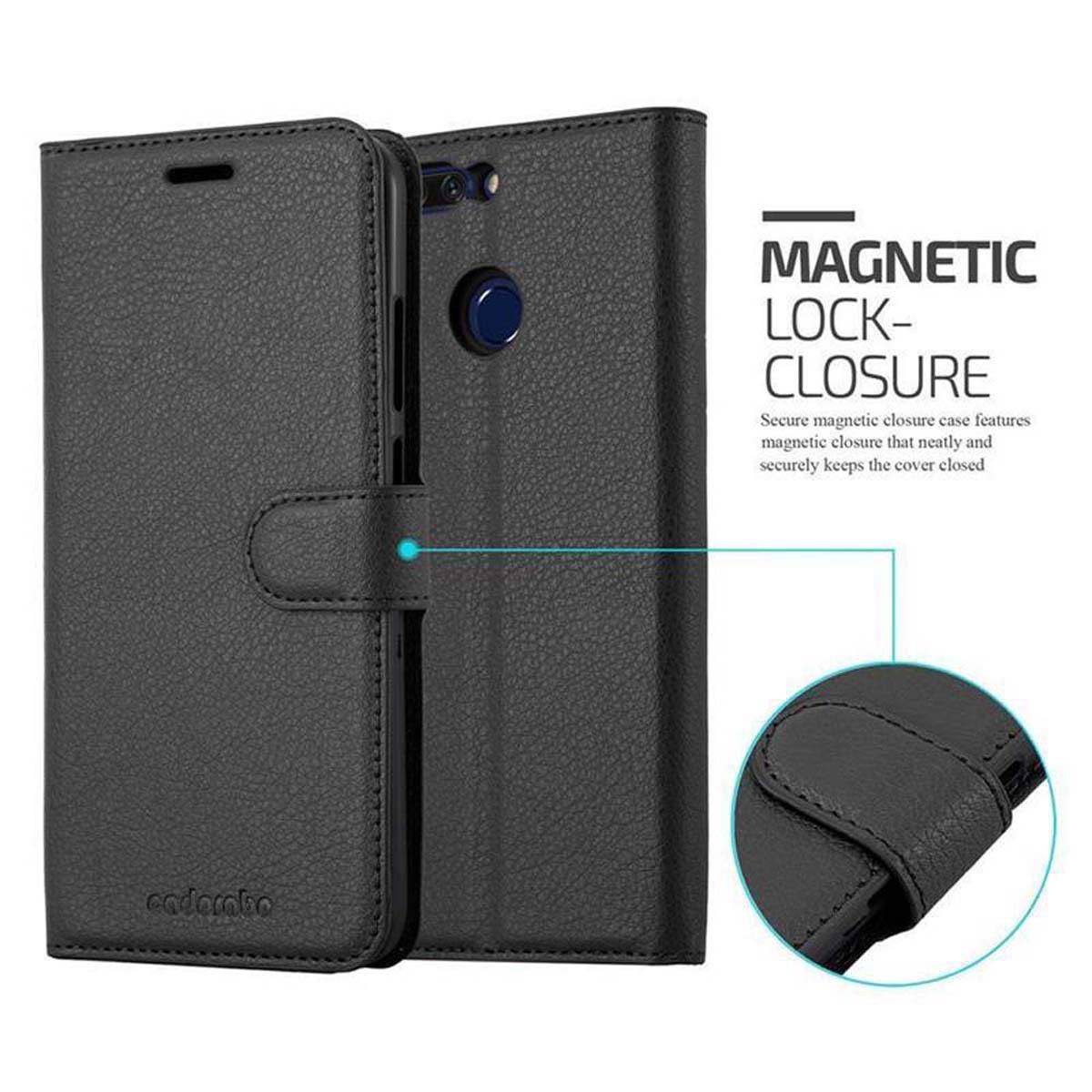 Cadorabo Hülle für Honor V9 Schutz Hülle in Schwarz Handyhülle Etui Case Cover Magnetverschluss