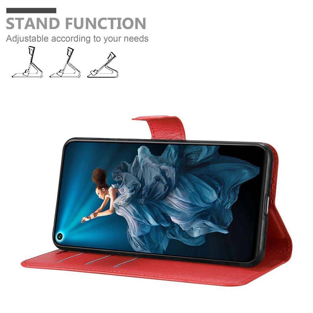 Cadorabo Hülle für Honor 20 / 20S / Huawei NOVA 5T Schutz Hülle in Rot Handyhülle Etui Case Cover Magnetverschluss