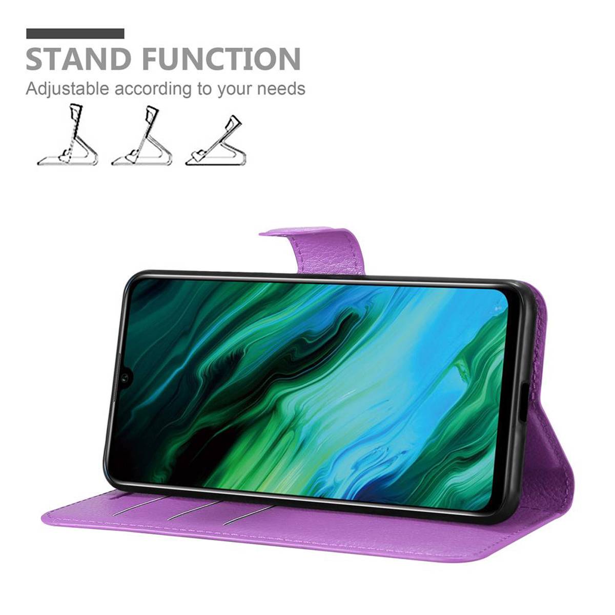 Cadorabo Hülle für Honor 20e Schutz Hülle in Lila Handyhülle Etui Case Cover Magnetverschluss