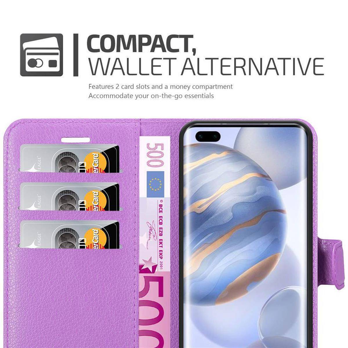 Cadorabo Hülle für Honor 30 PRO Schutz Hülle in Lila Handyhülle Etui Case Cover Magnetverschluss