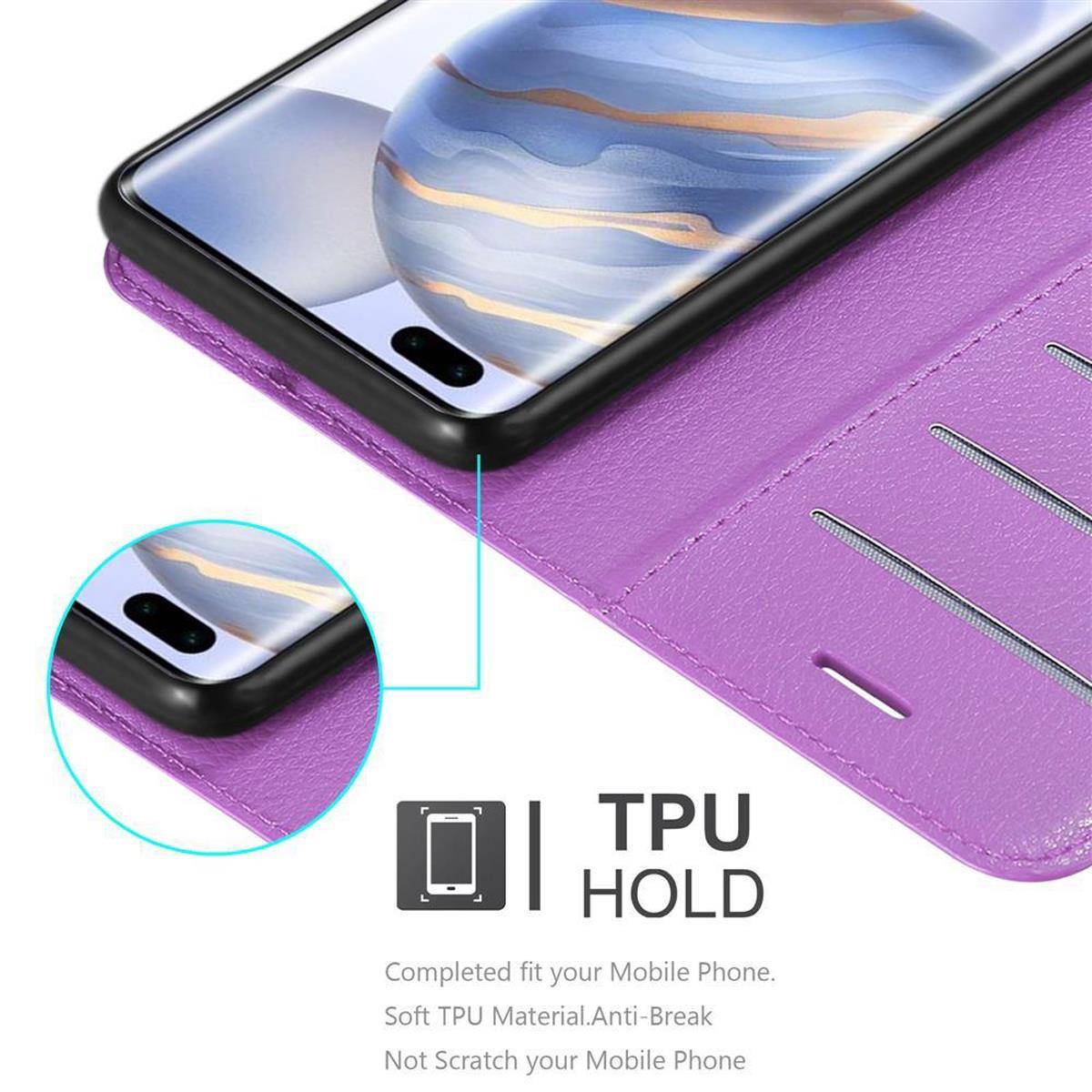 Cadorabo Hülle für Honor 30 PRO Schutz Hülle in Lila Handyhülle Etui Case Cover Magnetverschluss