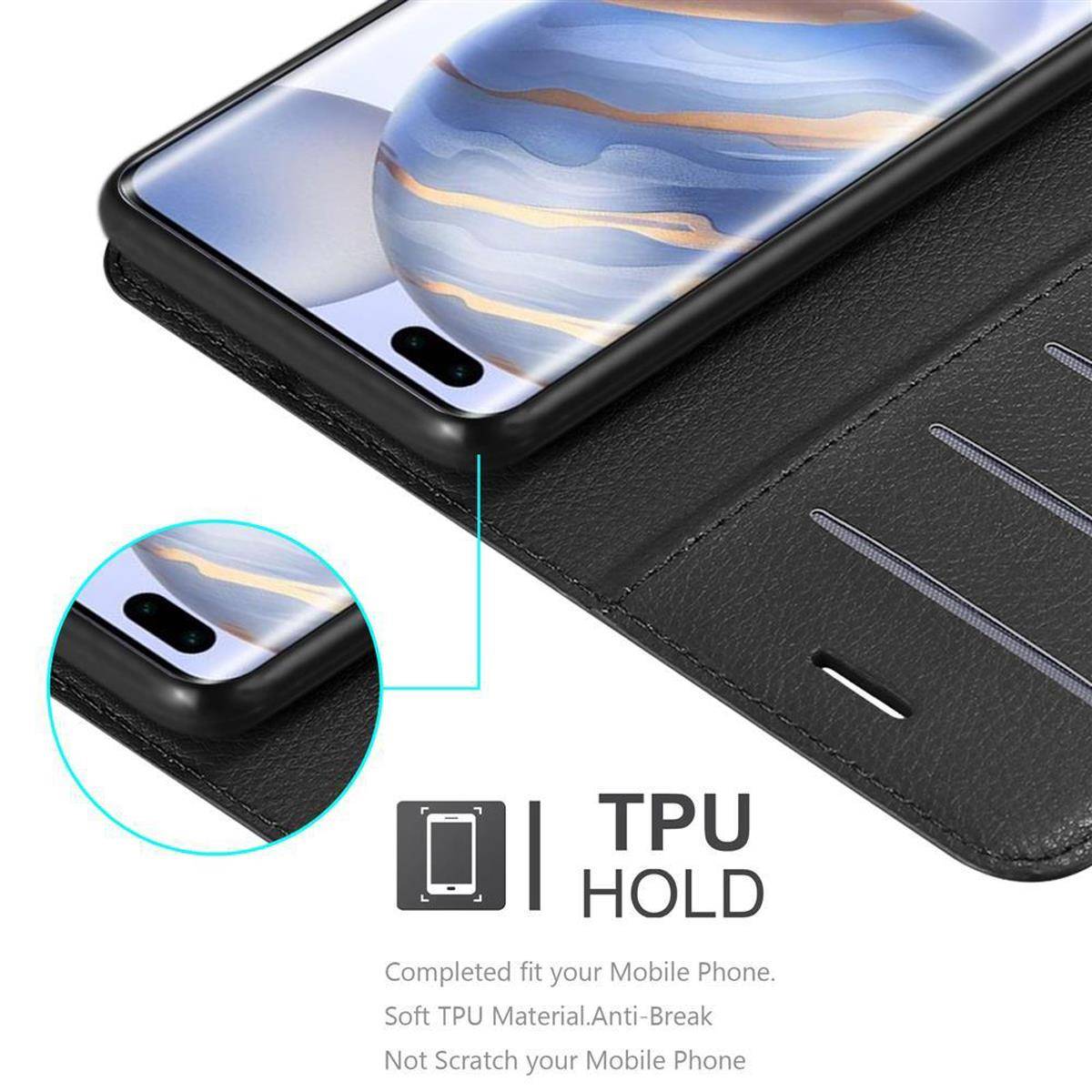 Cadorabo Hülle für Honor 30 PRO Schutz Hülle in Schwarz Handyhülle Etui Case Cover Magnetverschluss