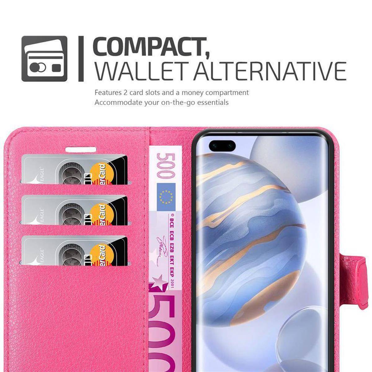Cadorabo Hülle für Honor 30 PRO Schutz Hülle in Pink Handyhülle Etui Case Cover Magnetverschluss