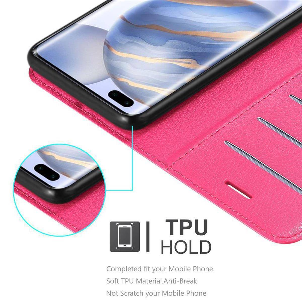 Cadorabo Hülle für Honor 30 PRO Schutz Hülle in Pink Handyhülle Etui Case Cover Magnetverschluss