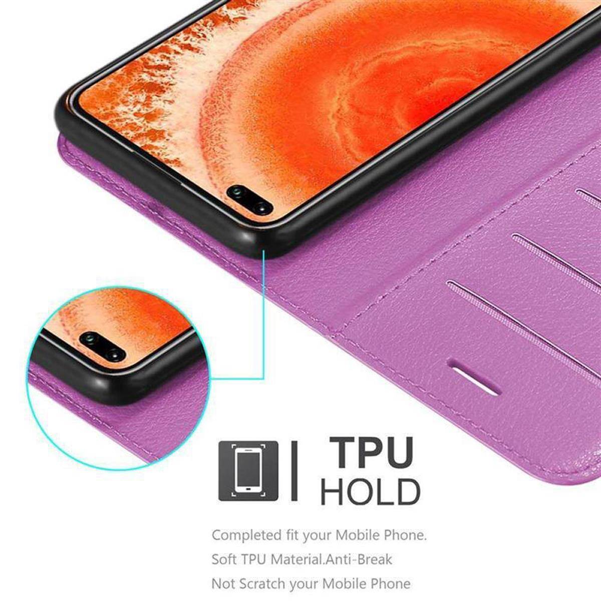 Cadorabo Hülle für Honor View 30 Schutz Hülle in Lila Handyhülle Etui Case Cover Magnetverschluss