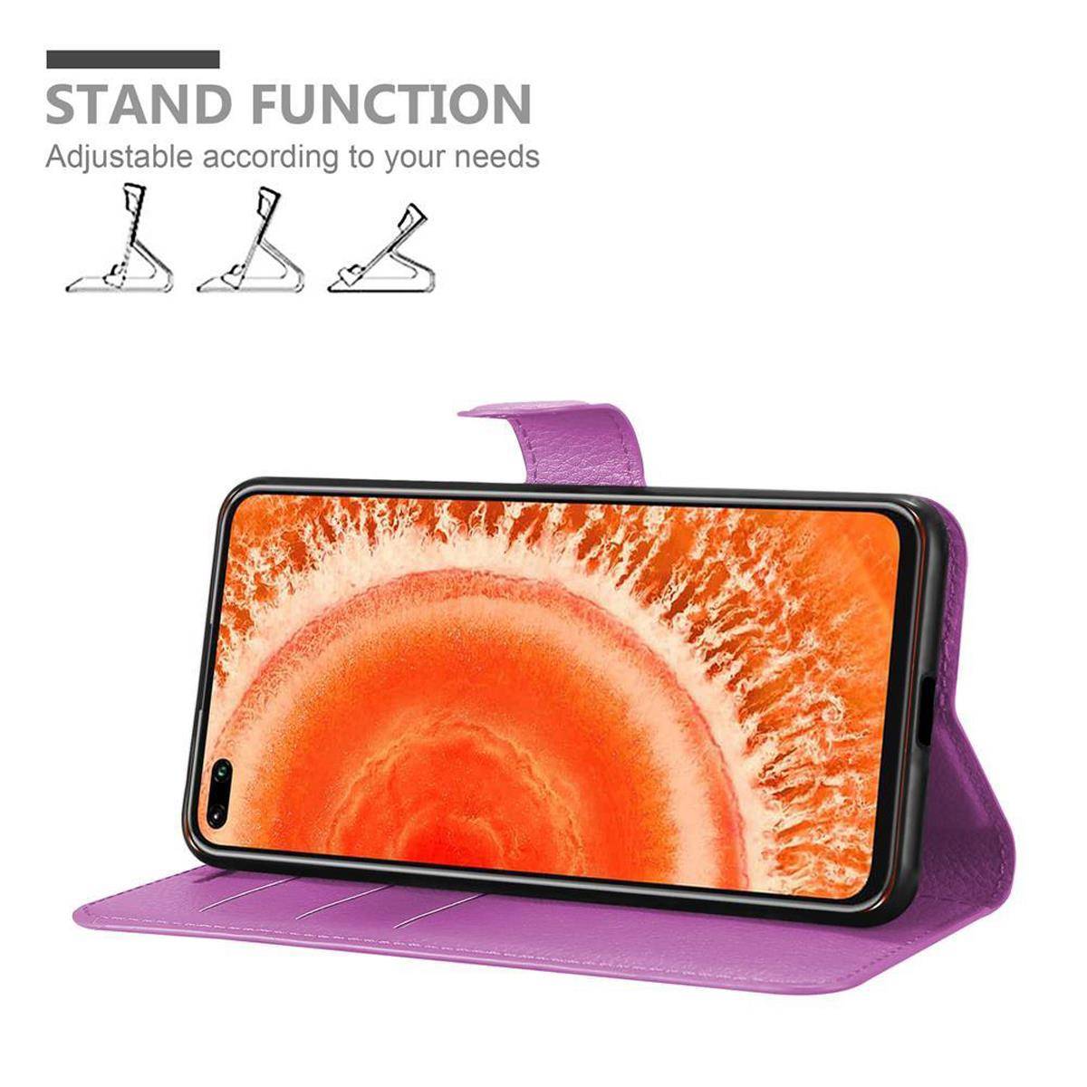 Cadorabo Hülle für Honor View 30 Schutz Hülle in Lila Handyhülle Etui Case Cover Magnetverschluss