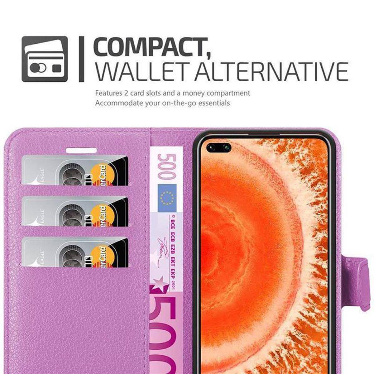 Cadorabo Hülle für Honor View 30 Schutz Hülle in Lila Handyhülle Etui Case Cover Magnetverschluss