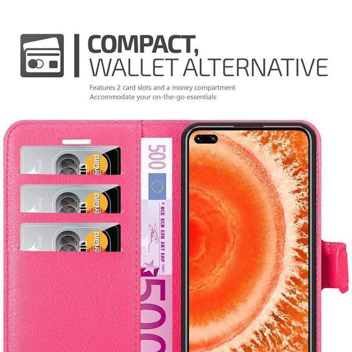 Cadorabo Hülle für Honor View 30 Schutz Hülle in Pink Handyhülle Etui Case Cover Magnetverschluss