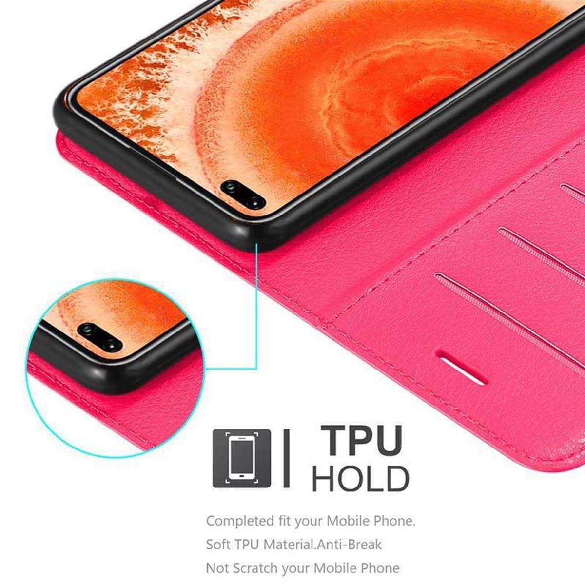 Cadorabo Hülle für Honor View 30 Schutz Hülle in Pink Handyhülle Etui Case Cover Magnetverschluss