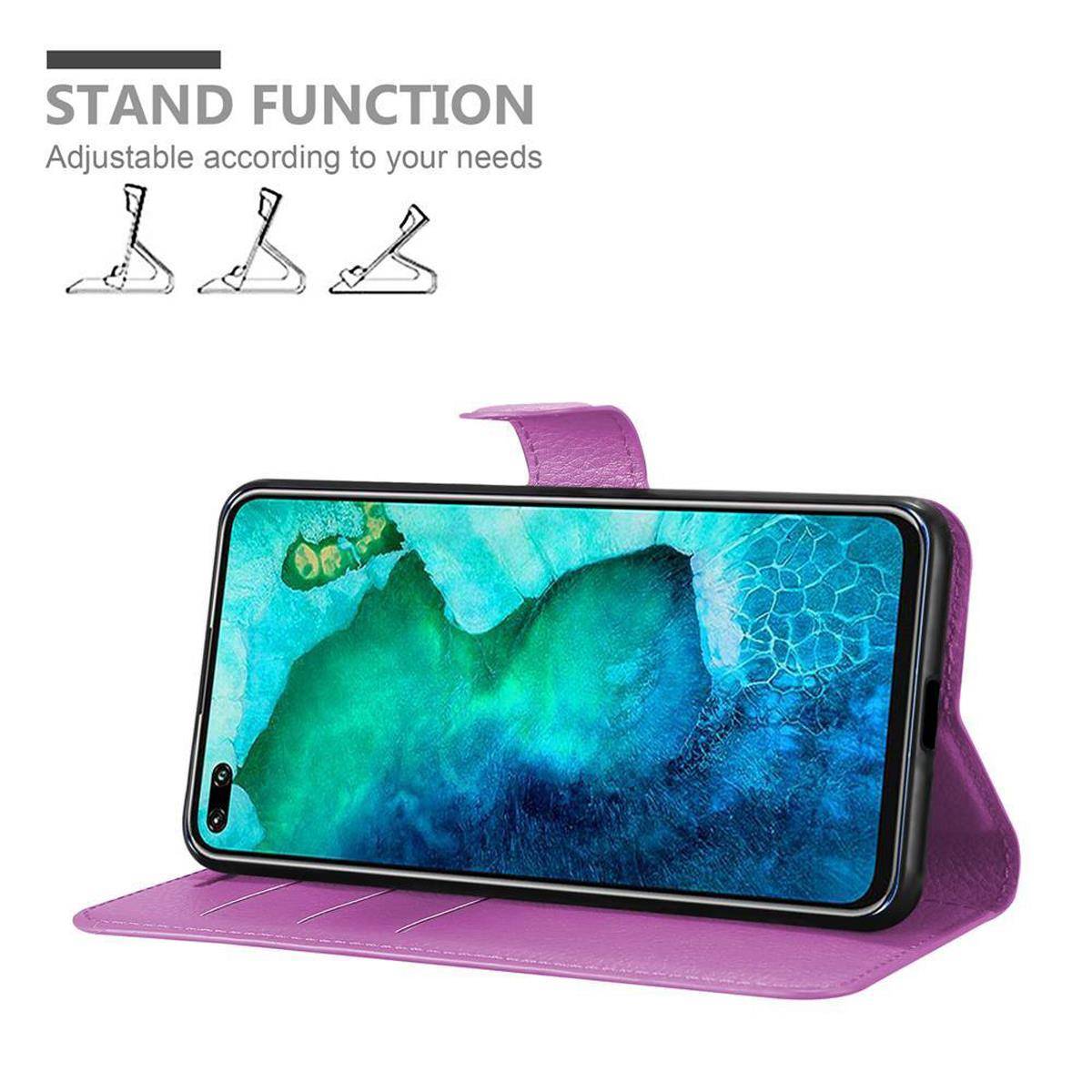 Cadorabo Hülle für Honor View 30 PRO Schutz Hülle in Lila Handyhülle Etui Case Cover Magnetverschluss