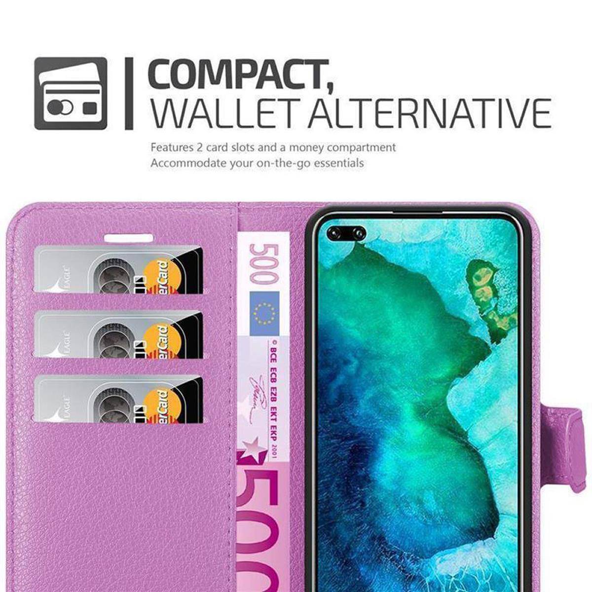 Cadorabo Hülle für Honor View 30 PRO Schutz Hülle in Lila Handyhülle Etui Case Cover Magnetverschluss