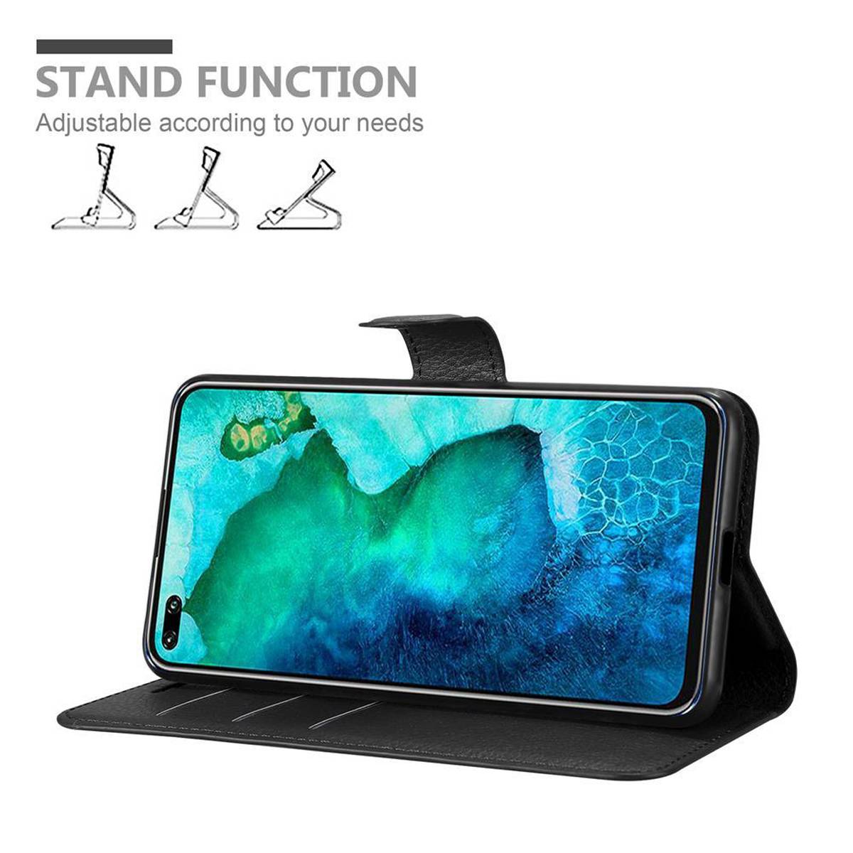 Cadorabo Hülle für Honor View 30 PRO Schutz Hülle in Schwarz Handyhülle Etui Case Cover Magnetverschluss