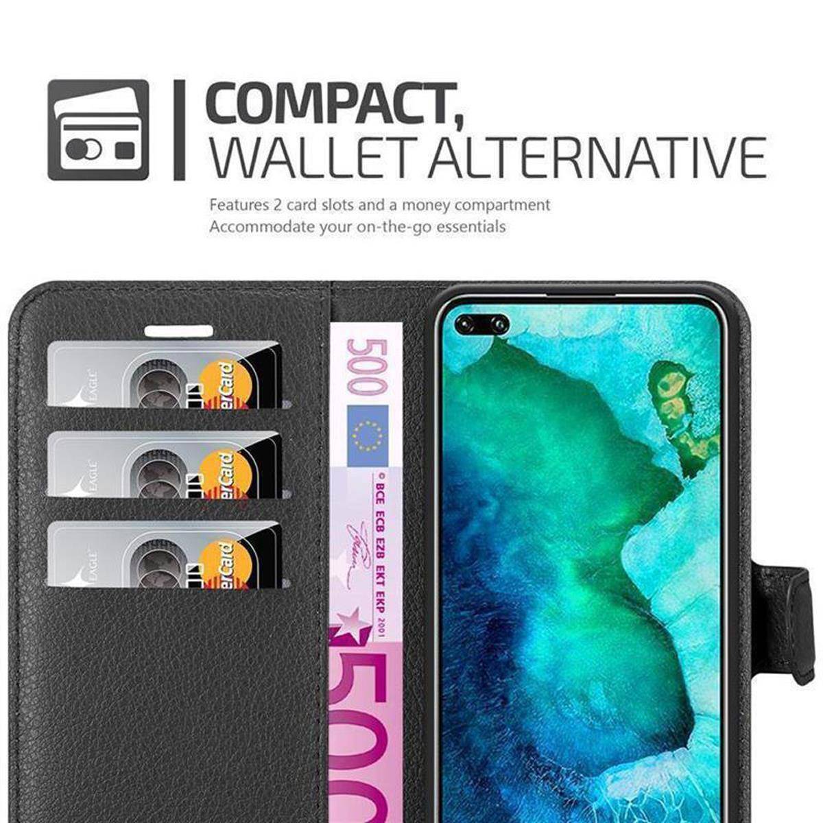 Cadorabo Hülle für Honor View 30 PRO Schutz Hülle in Schwarz Handyhülle Etui Case Cover Magnetverschluss