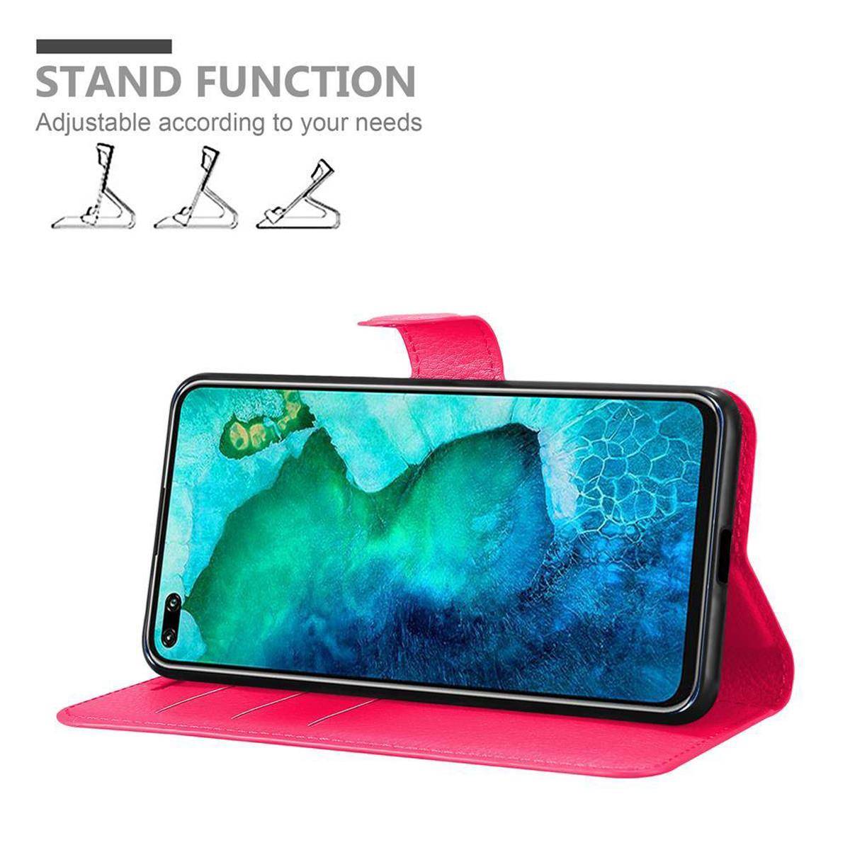 Cadorabo Hülle für Honor View 30 PRO Schutz Hülle in Pink Handyhülle Etui Case Cover Magnetverschluss