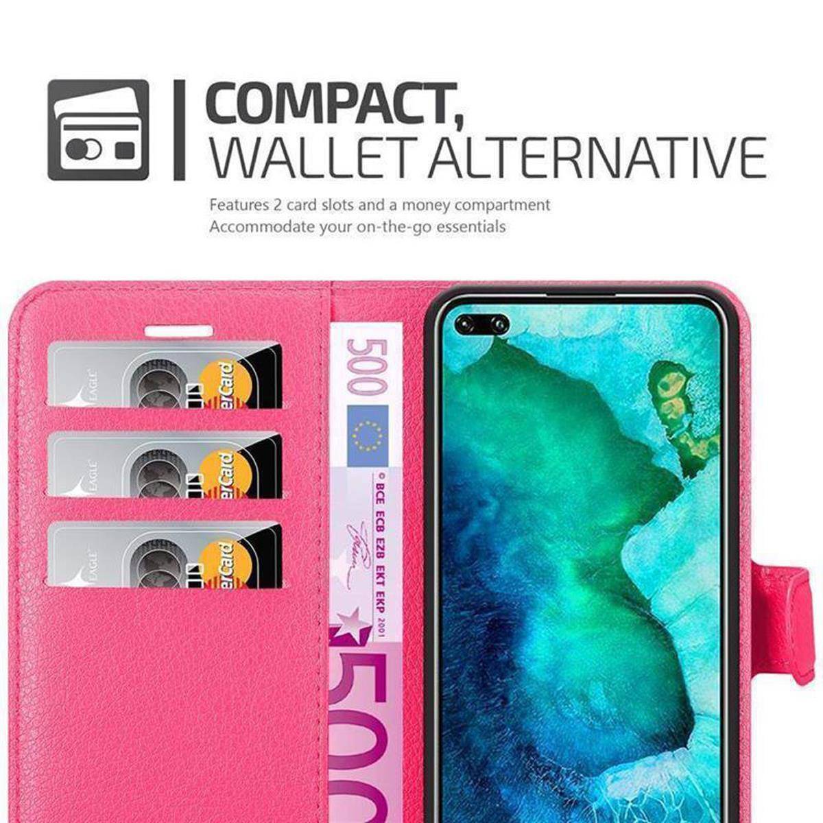 Cadorabo Hülle für Honor View 30 PRO Schutz Hülle in Pink Handyhülle Etui Case Cover Magnetverschluss