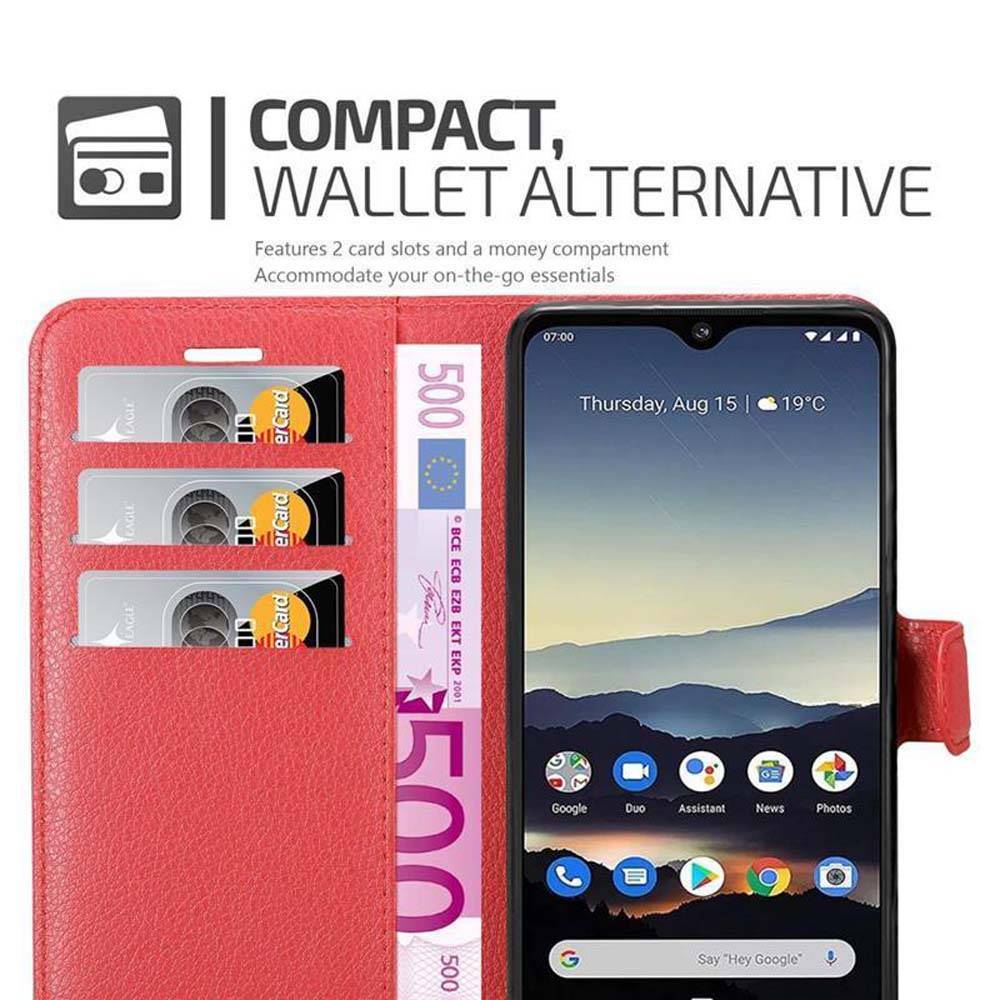 Cadorabo Hülle für Nokia 7.2 Schutz Hülle in Rot Handyhülle Etui Case Cover Magnetverschluss