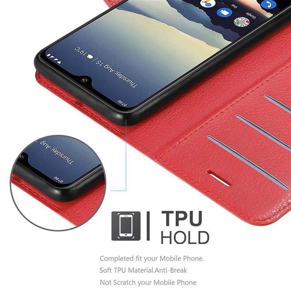 Cadorabo Hülle für Nokia 7.2 Schutz Hülle in Rot Handyhülle Etui Case Cover Magnetverschluss
