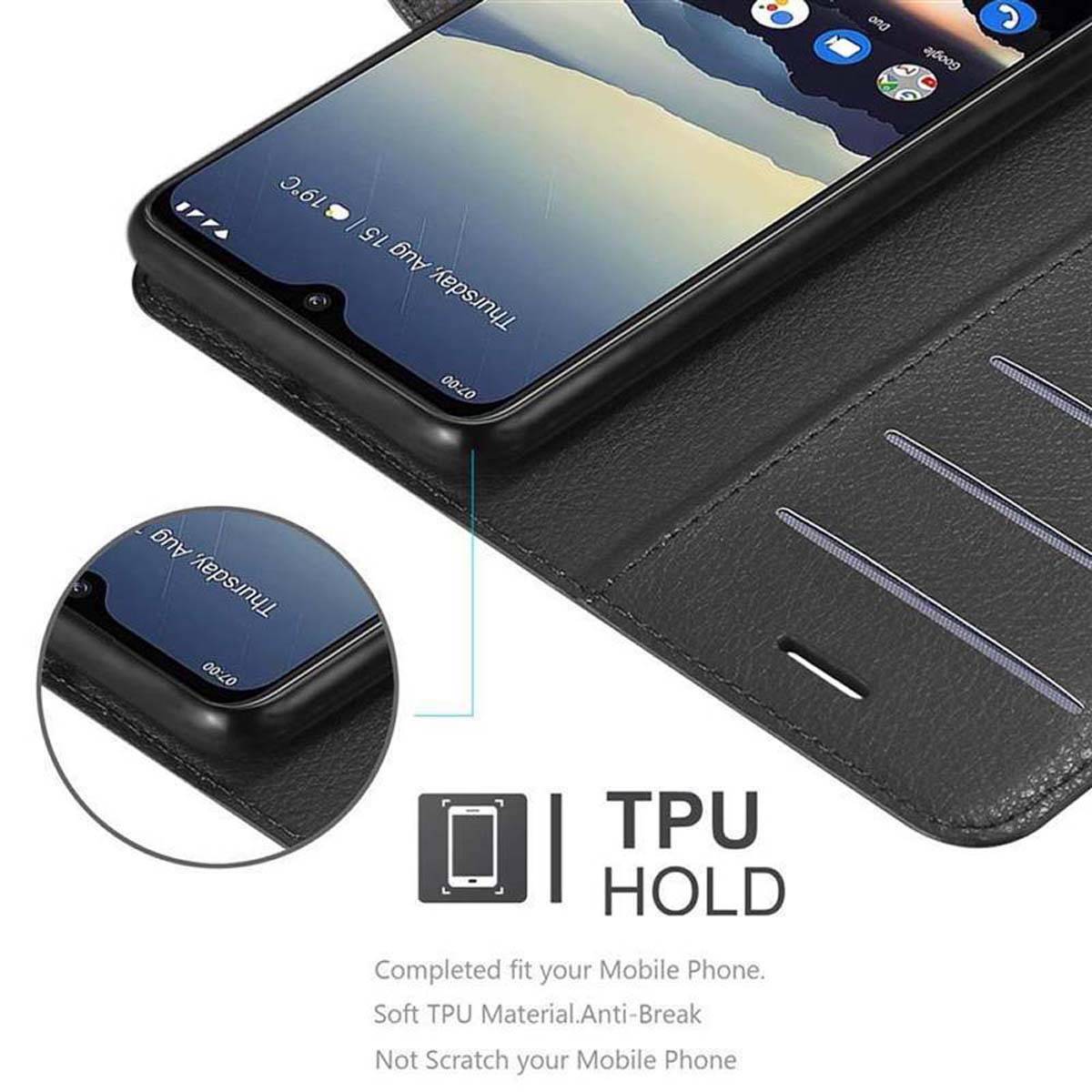 Cadorabo Hülle für Nokia 7.2 Schutz Hülle in Schwarz Handyhülle Etui Case Cover Magnetverschluss