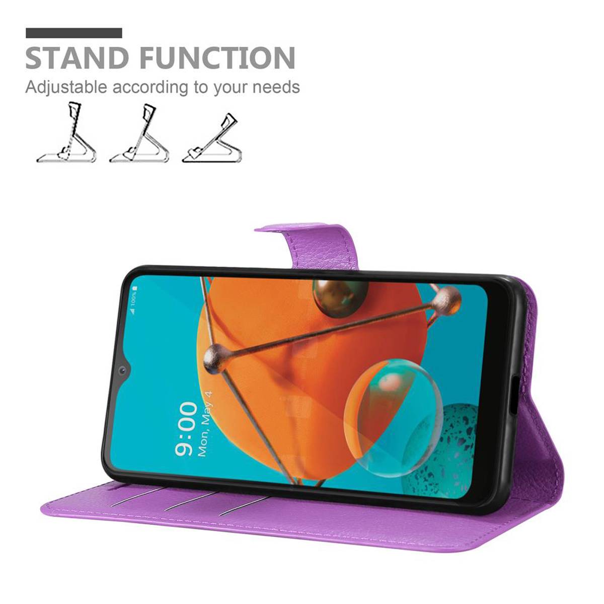 Cadorabo Hülle für LG KQ51 Schutz Hülle in Lila Handyhülle Etui Case Cover Magnetverschluss