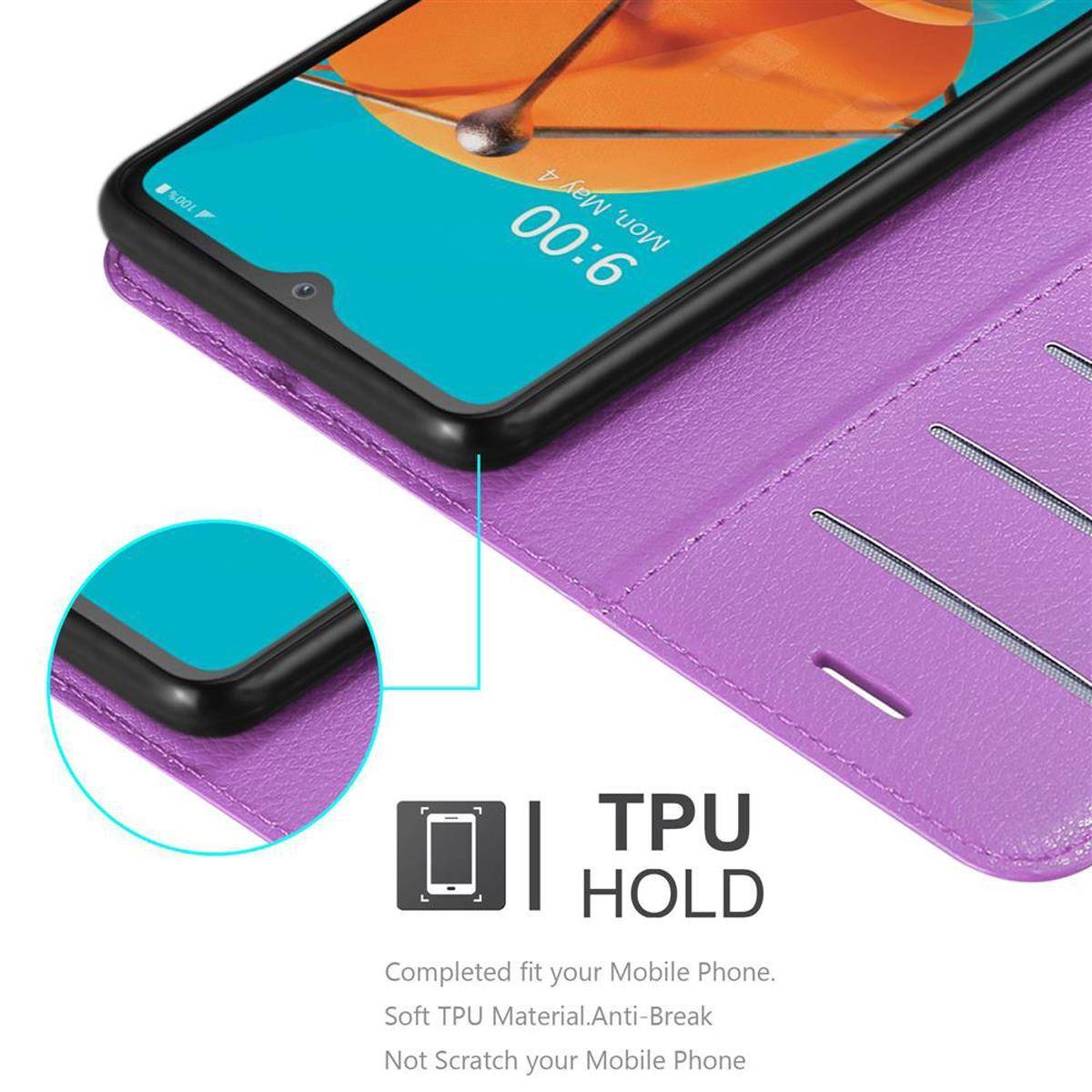 Cadorabo Hülle für LG KQ51 Schutz Hülle in Lila Handyhülle Etui Case Cover Magnetverschluss