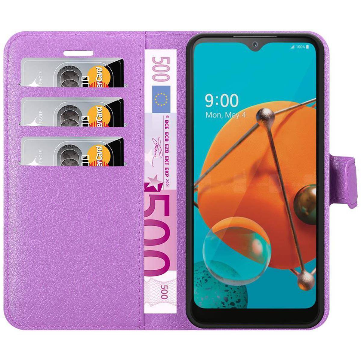 Cadorabo Hülle für LG KQ51 Schutz Hülle in Lila Handyhülle Etui Case Cover Magnetverschluss
