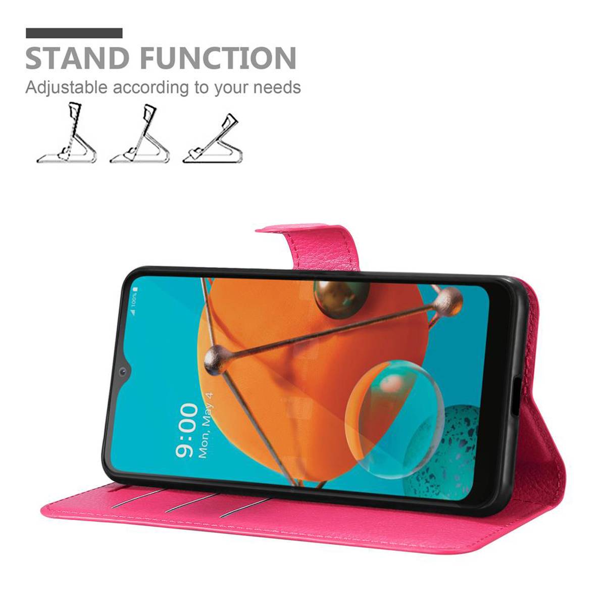 Cadorabo Hülle für LG KQ51 Schutz Hülle in Pink Handyhülle Etui Case Cover Magnetverschluss