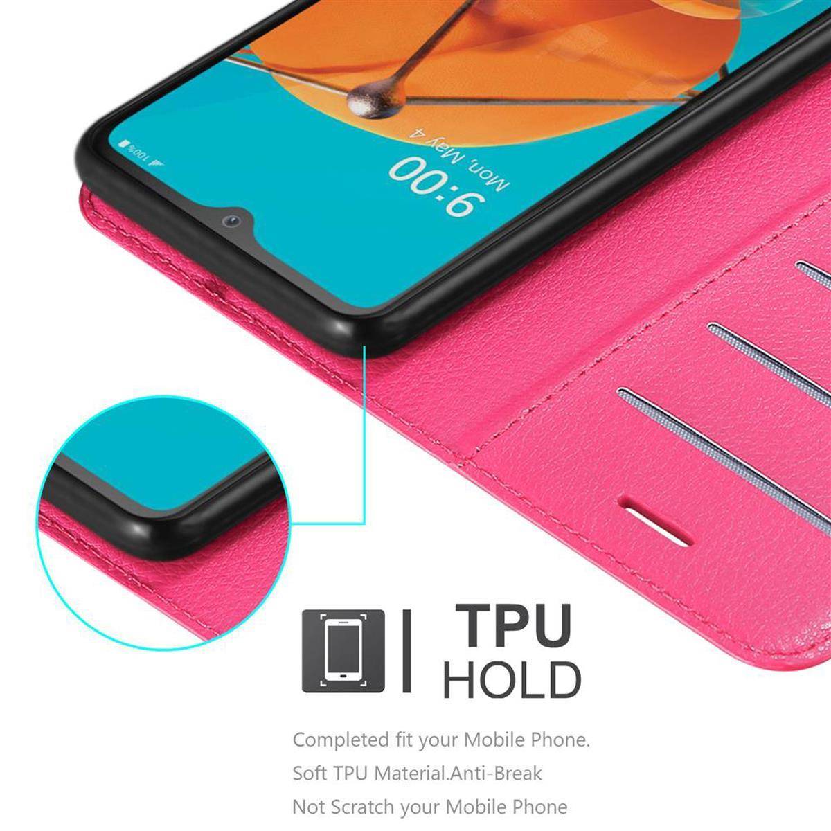 Cadorabo Hülle für LG KQ51 Schutz Hülle in Pink Handyhülle Etui Case Cover Magnetverschluss