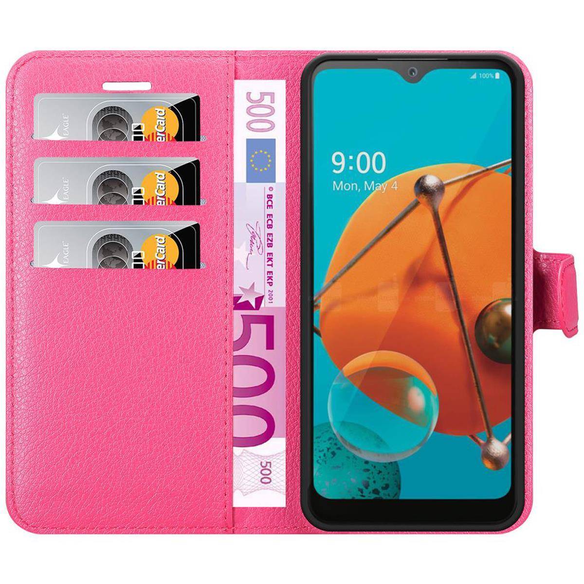 Cadorabo Hülle für LG KQ51 Schutz Hülle in Pink Handyhülle Etui Case Cover Magnetverschluss