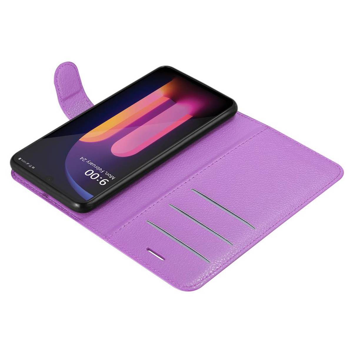 Cadorabo Hülle für LG V60 ThinQ Schutz Hülle in Lila Handyhülle Etui Case Cover Magnetverschluss