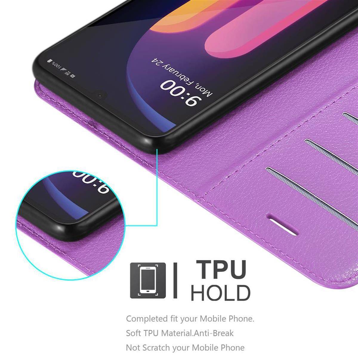 Cadorabo Hülle für LG V60 ThinQ Schutz Hülle in Lila Handyhülle Etui Case Cover Magnetverschluss