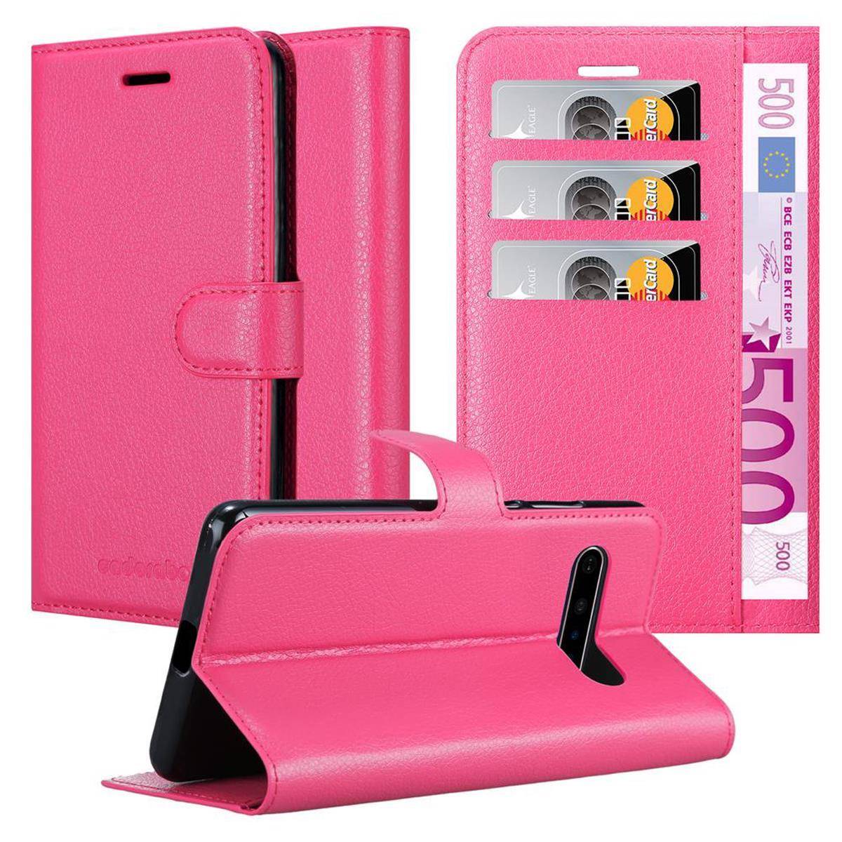 Cadorabo Hülle für LG V60 ThinQ Schutz Hülle in Pink Handyhülle Etui Case Cover Magnetverschluss