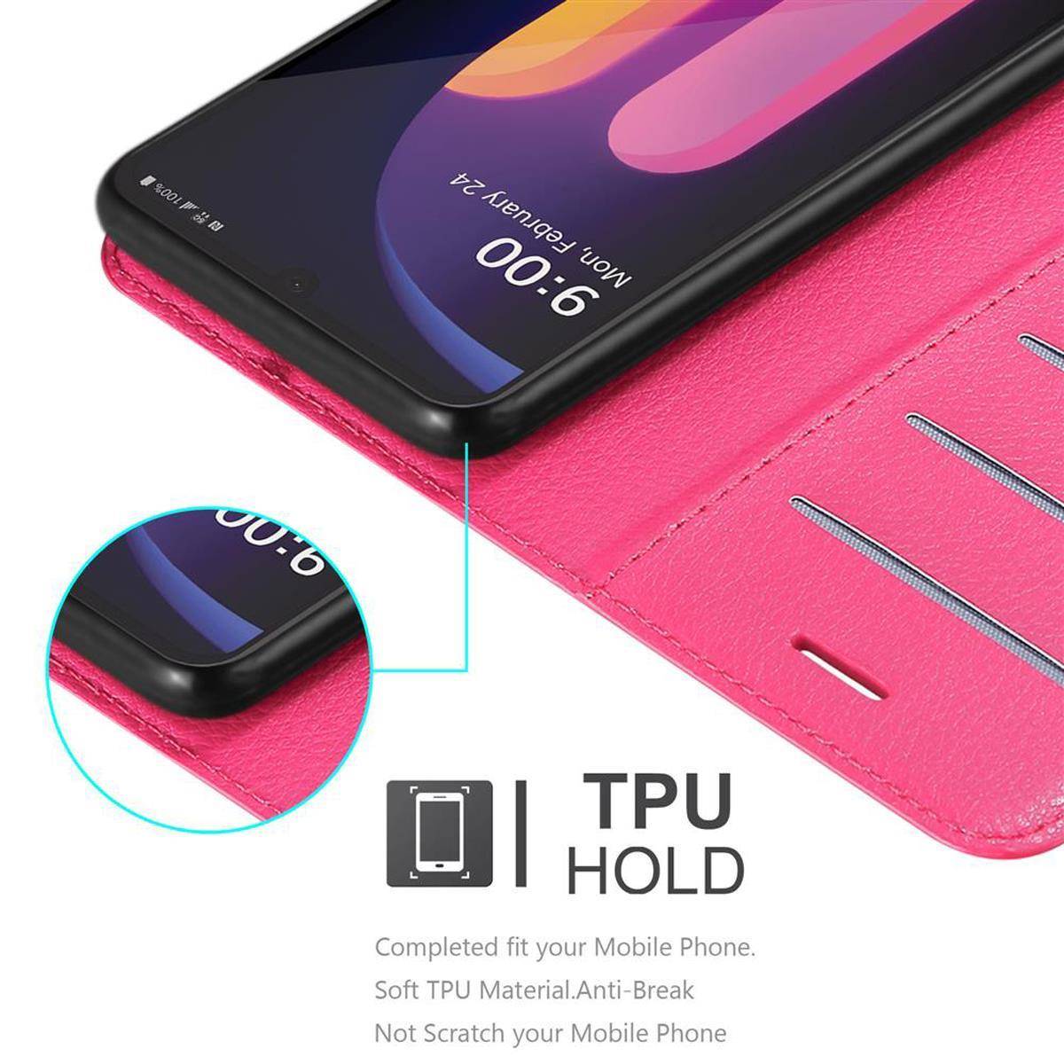 Cadorabo Hülle für LG V60 ThinQ Schutz Hülle in Pink Handyhülle Etui Case Cover Magnetverschluss
