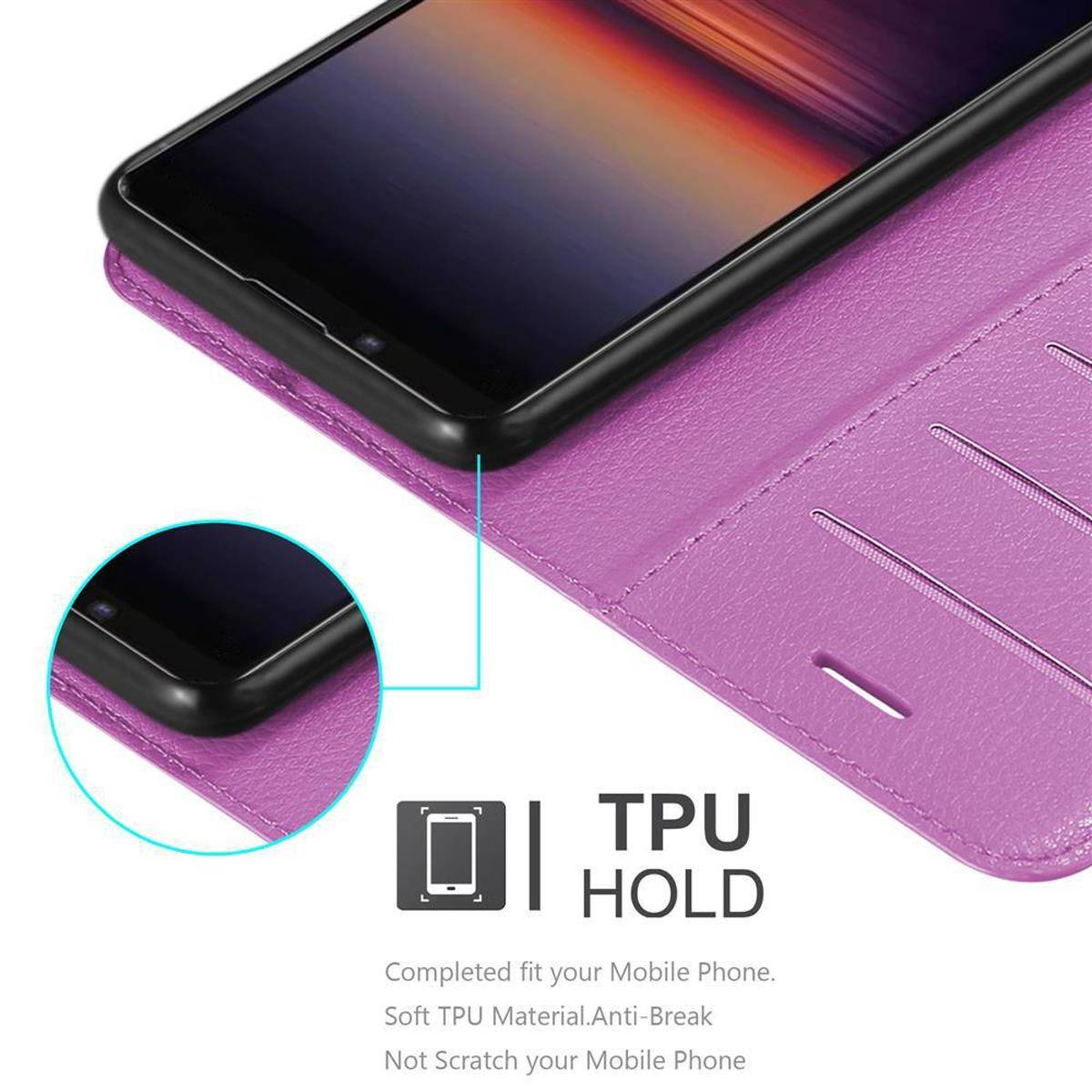 Cadorabo Hülle für Sony Xperia 1 II Schutz Hülle in Lila Handyhülle Etui Case Cover Magnetverschluss