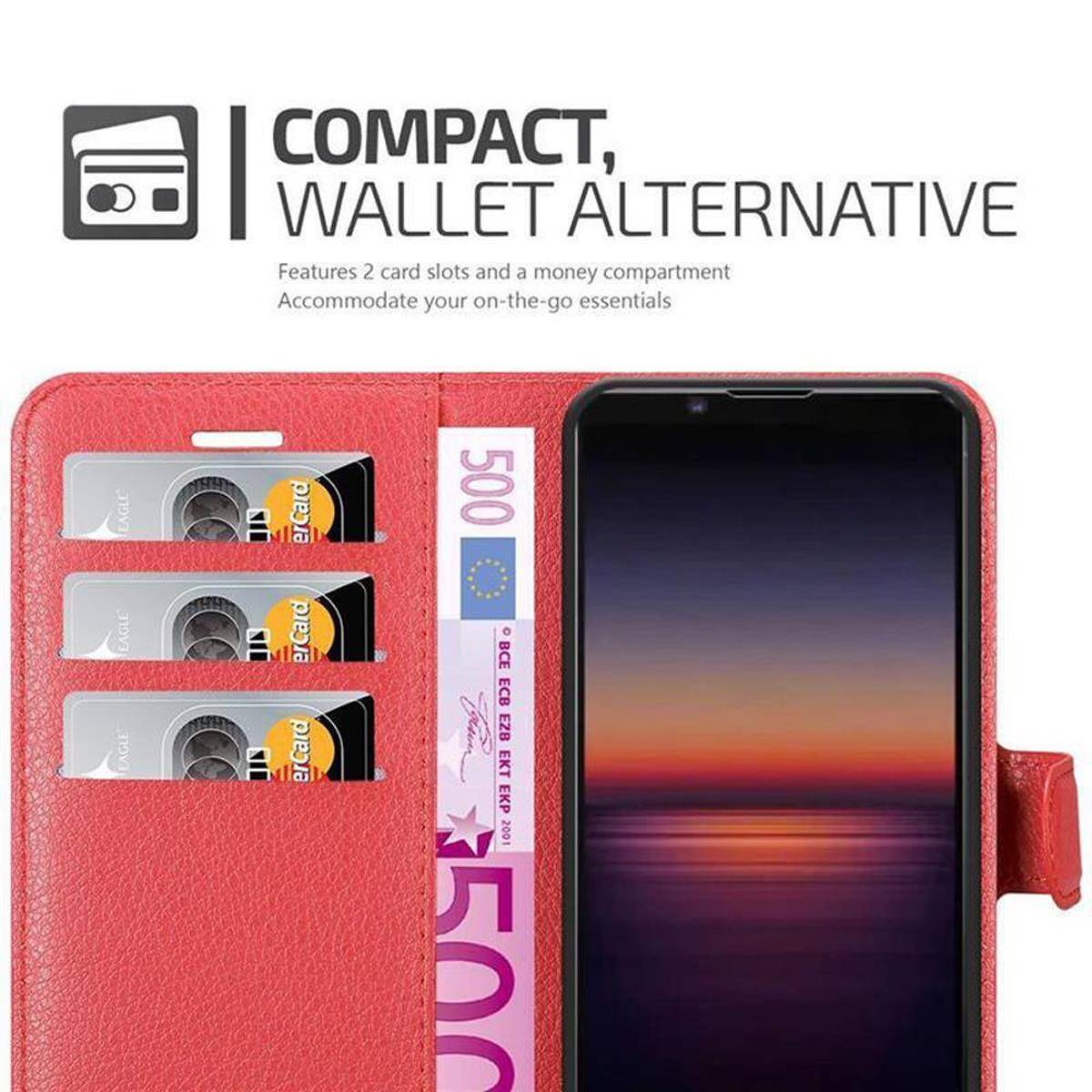 Cadorabo Hülle für Sony Xperia 1 II Schutz Hülle in Rot Handyhülle Etui Case Cover Magnetverschluss
