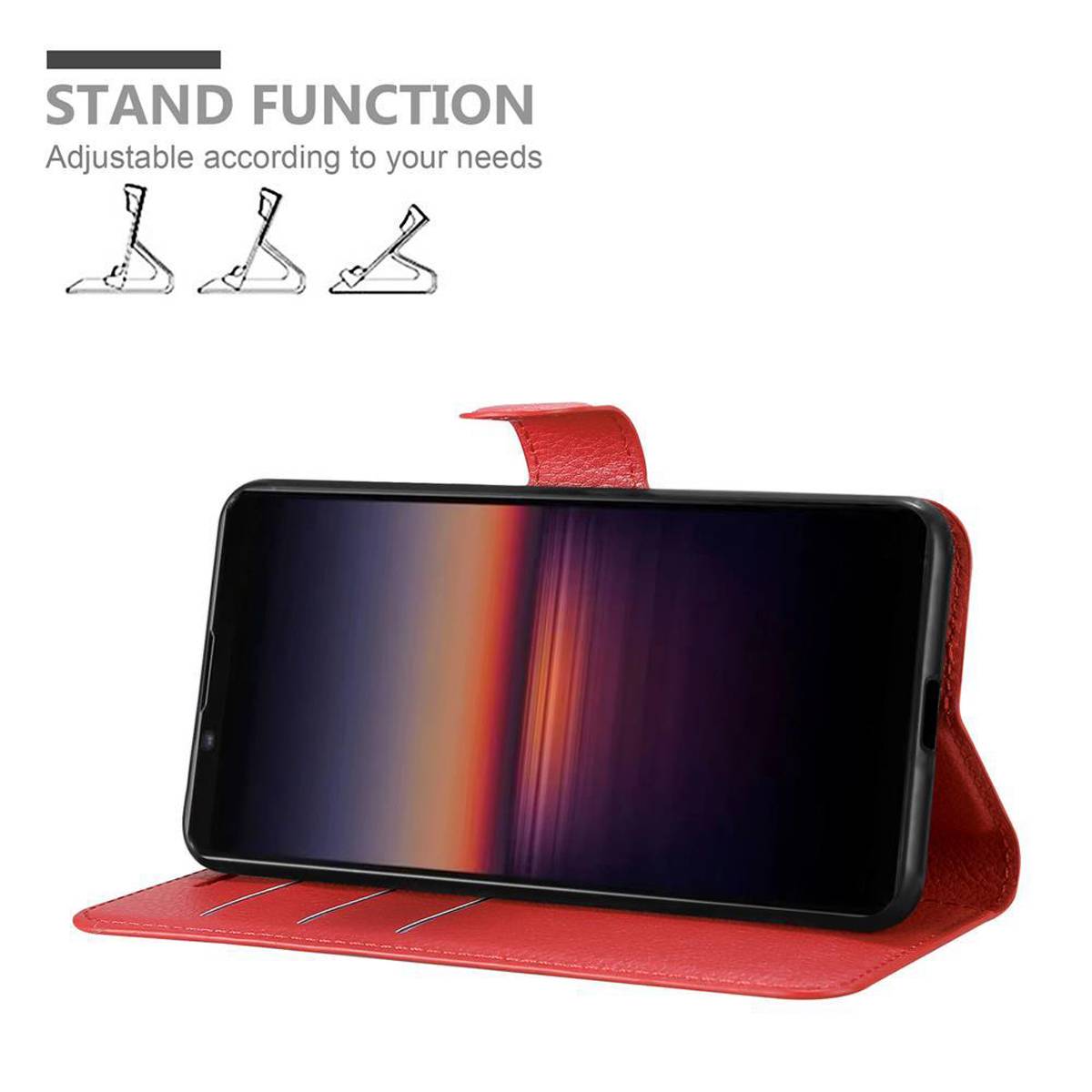 Cadorabo Hülle für Sony Xperia 1 II Schutz Hülle in Rot Handyhülle Etui Case Cover Magnetverschluss
