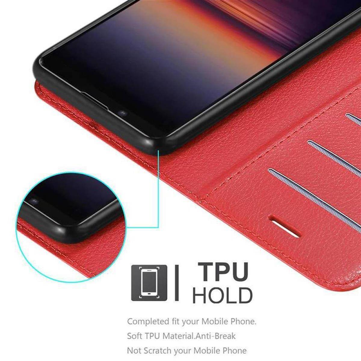 Cadorabo Hülle für Sony Xperia 1 II Schutz Hülle in Rot Handyhülle Etui Case Cover Magnetverschluss