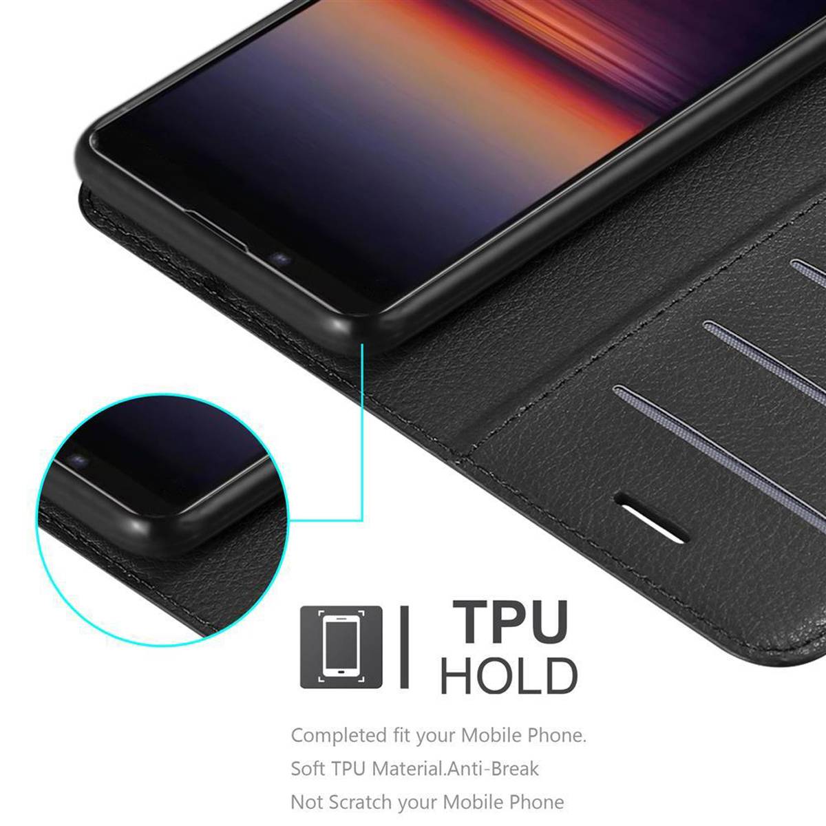 Cadorabo Hülle für Sony Xperia 1 II Schutz Hülle in Schwarz Handyhülle Etui Case Cover Magnetverschluss