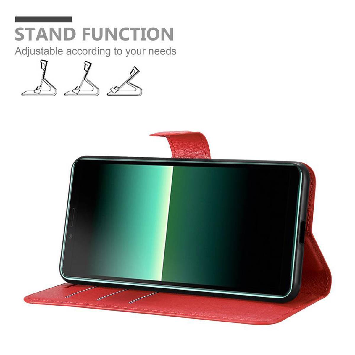 Cadorabo Hülle für Sony Xperia 10 II Schutz Hülle in Rot Handyhülle Etui Case Cover Magnetverschluss