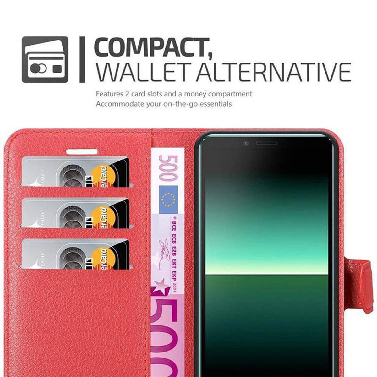 Cadorabo Hülle für Sony Xperia 10 II Schutz Hülle in Rot Handyhülle Etui Case Cover Magnetverschluss