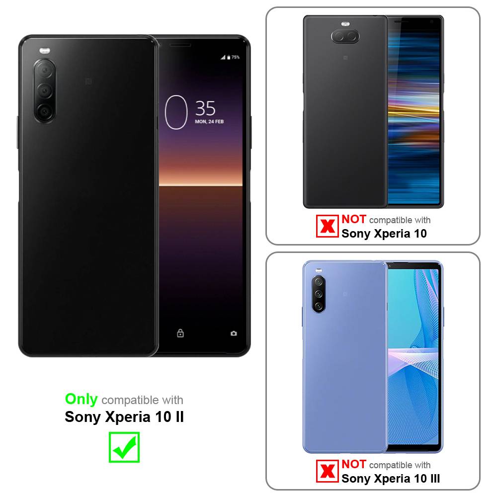 Cadorabo Hülle für Sony Xperia 10 II Schutz Hülle in Schwarz Handyhülle Etui Case Cover Magnetverschluss