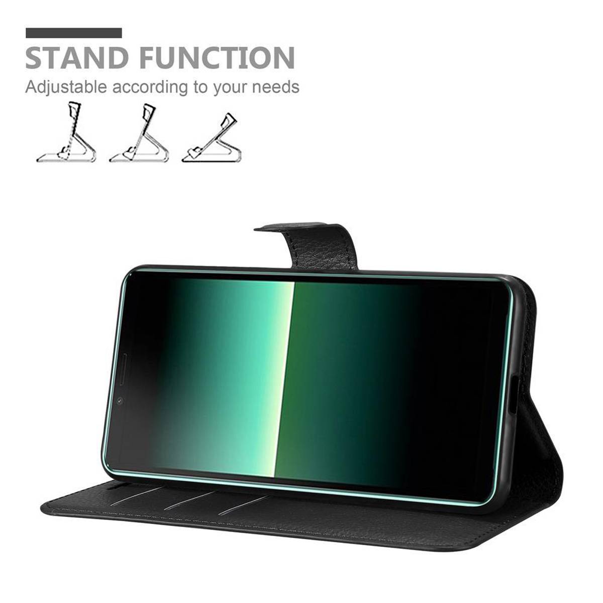 Cadorabo Hülle für Sony Xperia 10 II Schutz Hülle in Schwarz Handyhülle Etui Case Cover Magnetverschluss