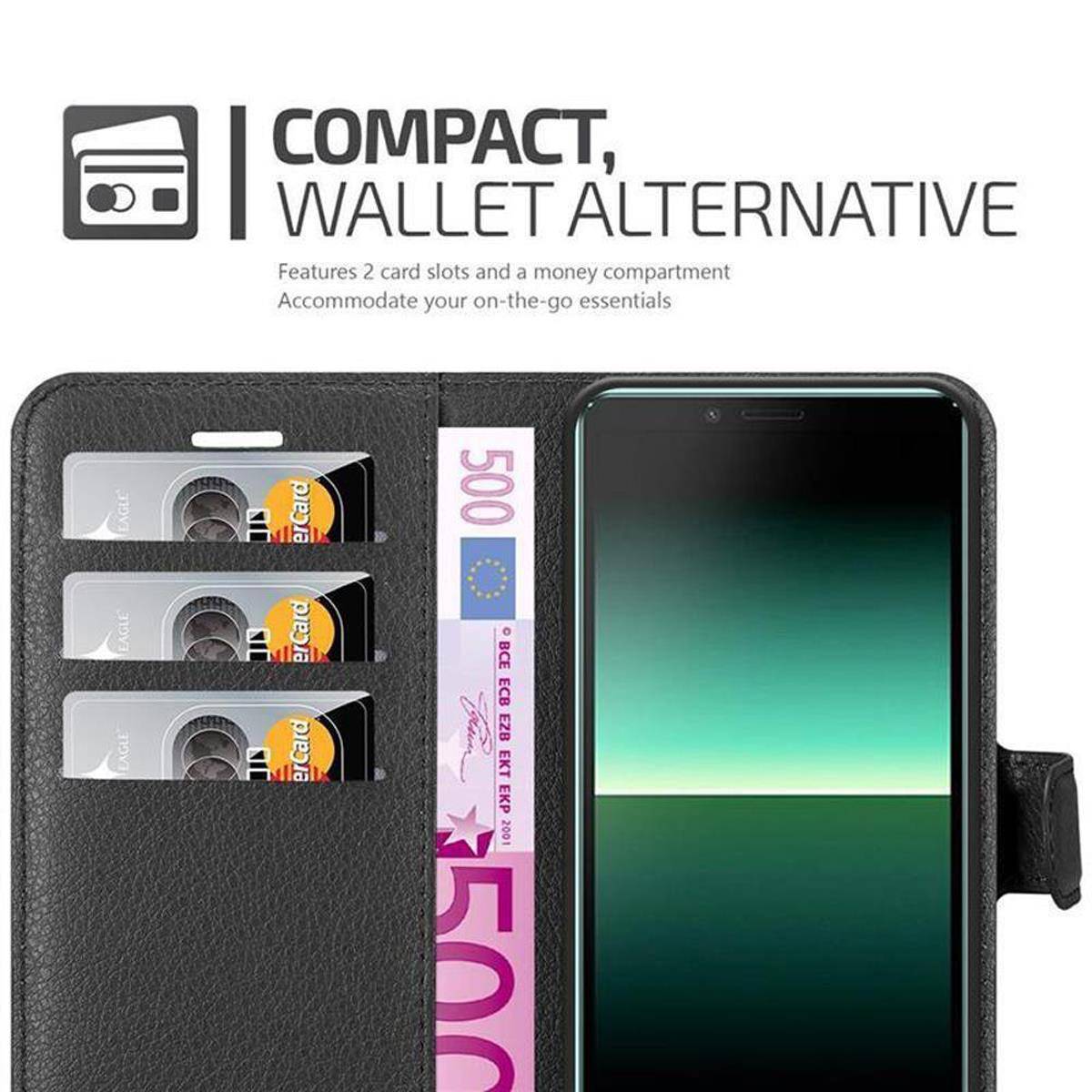Cadorabo Hülle für Sony Xperia 10 II Schutz Hülle in Schwarz Handyhülle Etui Case Cover Magnetverschluss