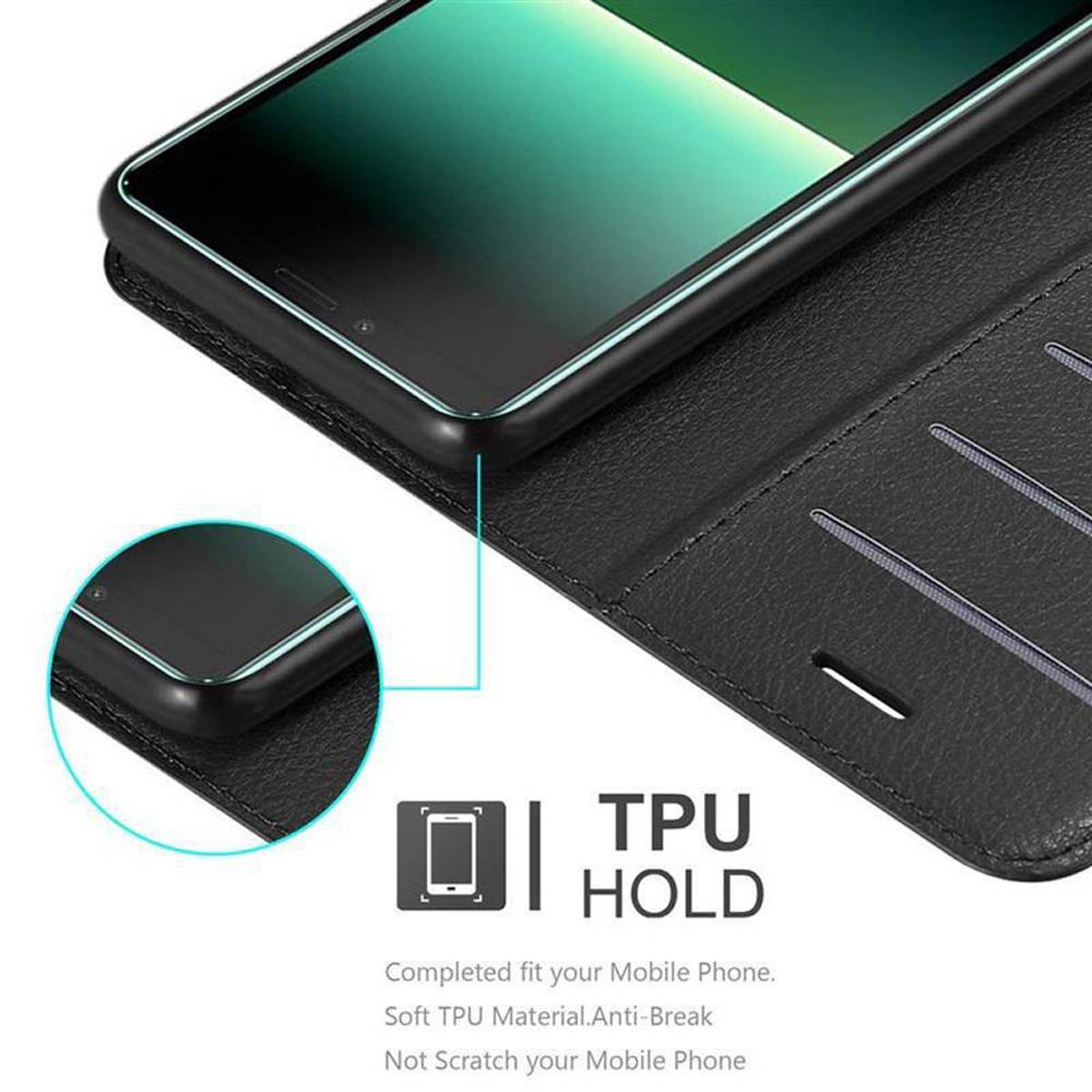 Cadorabo Hülle für Sony Xperia 10 II Schutz Hülle in Schwarz Handyhülle Etui Case Cover Magnetverschluss