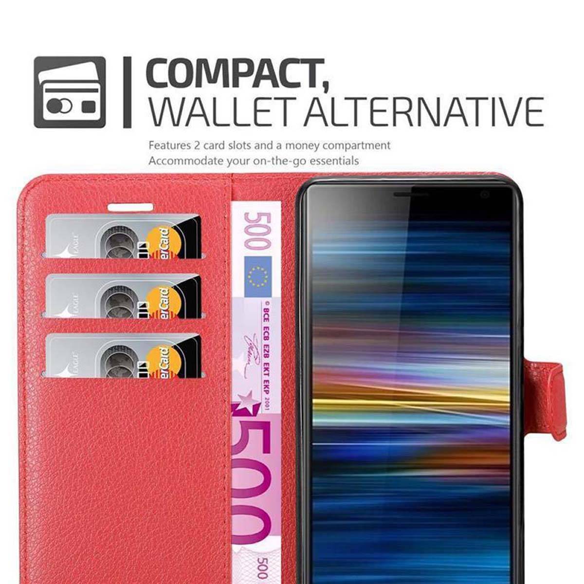 Cadorabo Hülle für Sony Xperia L3 Schutz Hülle in Rot Handyhülle Etui Case Cover Magnetverschluss